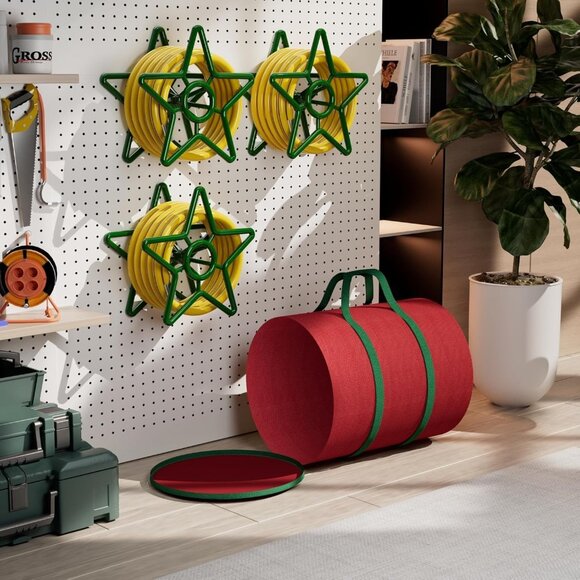 Dicasser Light Storage Zipper Carrying Bag Cord Reel Holder with 3 Green Metal R - Picture 7 of 7